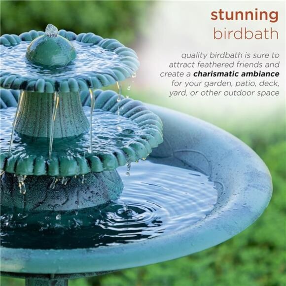 Corporation TEC106 Outdoor 3 Tiered Pedestal Water Fountain and Birdbath - Picture 4 of 7